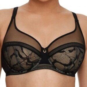 Chantelle Black True Lace Full Coverage Underwire Bra - 32DDDD UK32F
